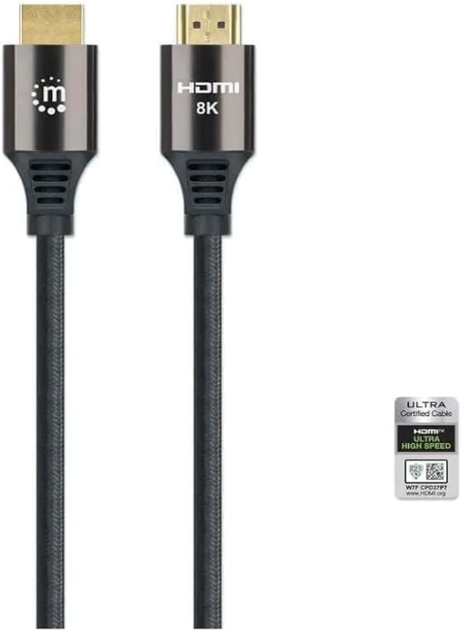 Manhattan 394680 Cable HDMI 8K@60Hz w/Ethernet HDMI-Male/HDMI-Male 1m - Black